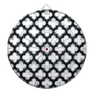 Weiße und schwarze Trellis, Gitter, Quatrefolie Dartscheibe