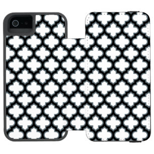 Weiße und schwarze Trellis, Gitter, Quatrefolie Incipio Watson™ iPhone 5 Geldbörsen Hülle