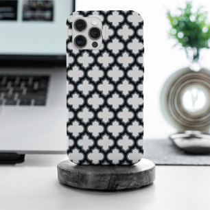 Weiße und schwarze Trellis, Gitter, Quatrefolie iPhone 15 Pro Max Hülle