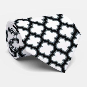 Weiße und schwarze Trellis, Gitter, Quatrefolie Krawatte