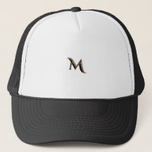 Weiße und schwarze Trucker-Mütze mit "M"-Monogramm