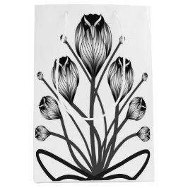 Weiße und schwarze Tulpen-Eulen-Geschenktasche von Mittlere Geschenktüte