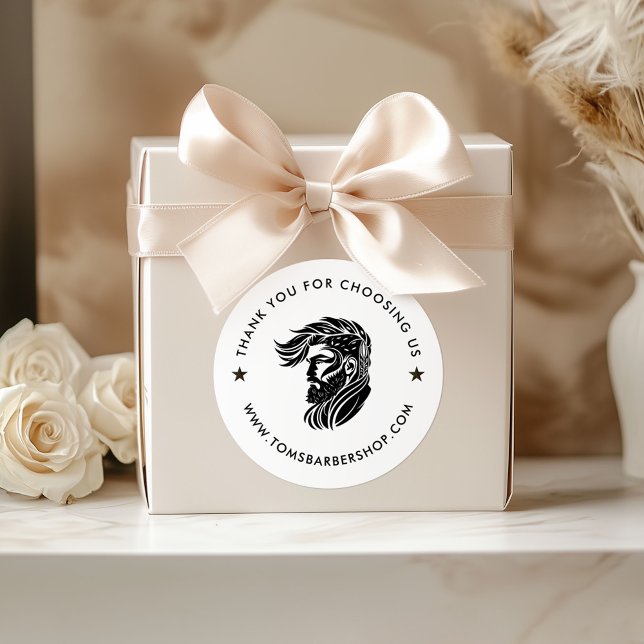 Weiße und schwarze Typografie mit dem Logo für ben Runder Aufkleber (Von Creator hochgeladen)