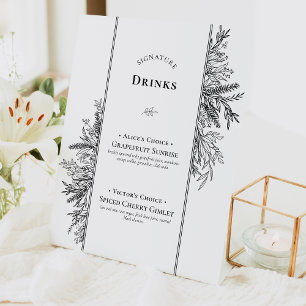 Weiße und schwarze Vegetation Hochzeitsunterschrif Sockelschild