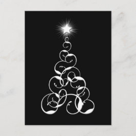 Weiße und schwarze Weihnachtsbaumkunst Feiertagspostkarte