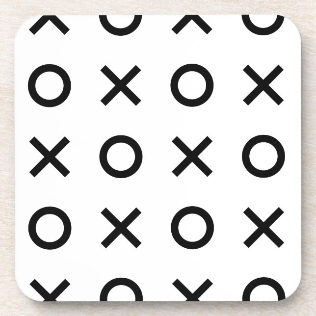 Weiße und schwarze Xs und Os Getränkeuntersetzer (Vorderseite)