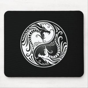 Weiße und schwarze Yin Yang Drachen Mousepad