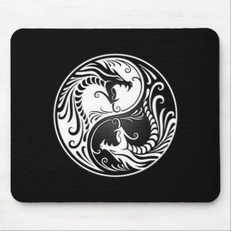 Weiße und schwarze Yin Yang Drachen Mousepad