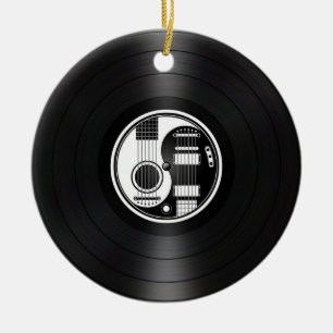 Weiße und schwarze Yin Yang Gitarren-Vinylgraphik Keramikornament