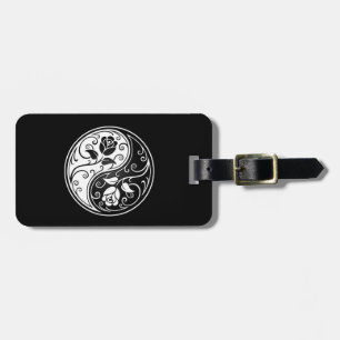 Weiße und schwarze Yin Yang Rosen Gepäckanhänger