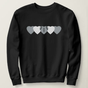Weiße und silberne Herz-Fußballbekleidung dunkel Sweatshirt