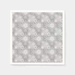 Weiße und silberne Schneeflocken Serviette