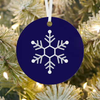 Weiße und silberne Schneekristall-Weihnachts-Dunke Ornament Aus Metall