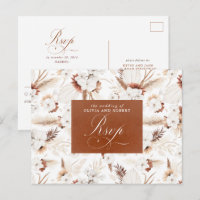 Weiße und Terracotta-Blume Hochzeit RSVP