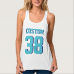 Weiße und türkisfarbene Erwachsene | Sports Footba Tank Top<br><div class="desc">Weiße und türkisfarbene Erwachsene | Sports Football Jersey Design ・ Womens Jersey Tank Top</div>