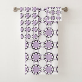 Weiße und violette geometrische Mandala-Muster-Han Badhandtuch Set