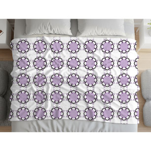 Weiße und violette geometrische Mandala-Muster-Han Fleecedecke