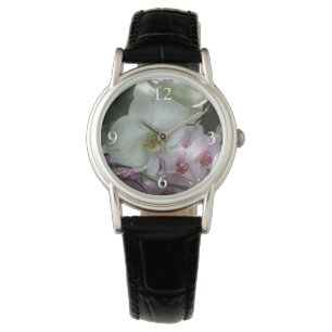 Weiße und violette Orchideen Armbanduhr