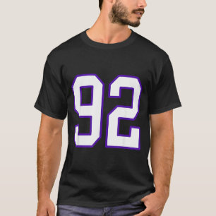 Weiße und violette Spielertrikot Nummer 92 T-Shirt