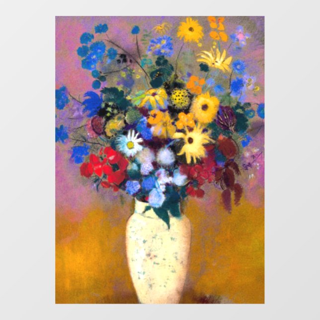Weiße Vase mit Blume Odilon Redon Fensteraufkleber (Blatt)