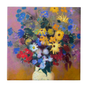Weiße Vase mit Blume Odilon Redon Fliese