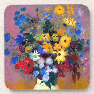 Weiße Vase mit Blume Odilon Redon Getränkeuntersetzer