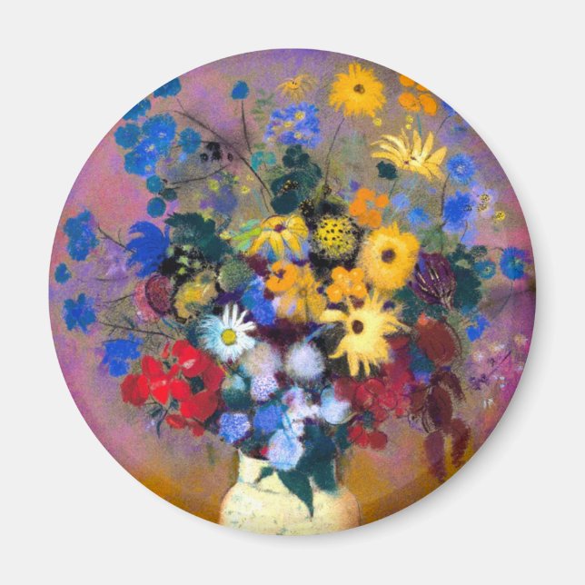 Weiße Vase mit Blume Odilon Redon Magnet (Vorne)