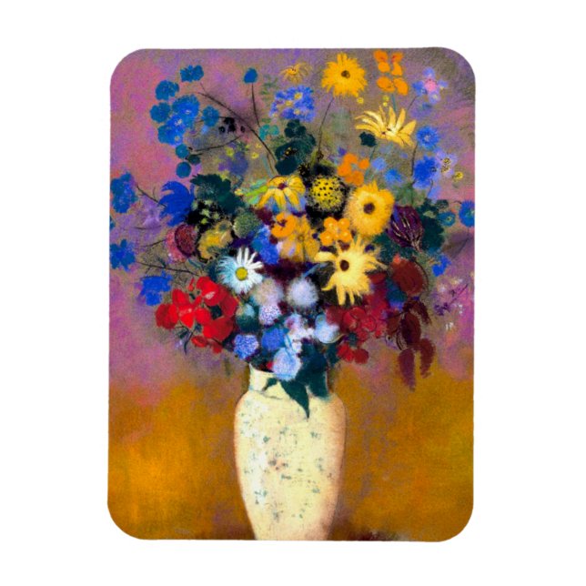 Weiße Vase mit Blume Odilon Redon Magnet (Vertikal)