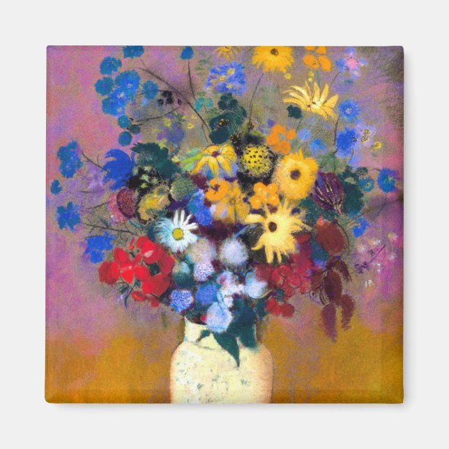 Weiße Vase mit Blume Odilon Redon Magnet (Vorne)