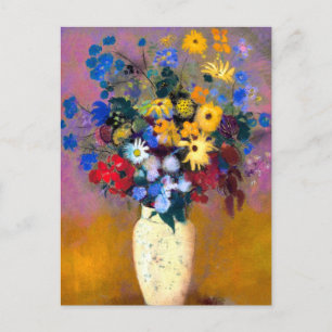 Weiße Vase mit Blume Odilon Redon Postkarte