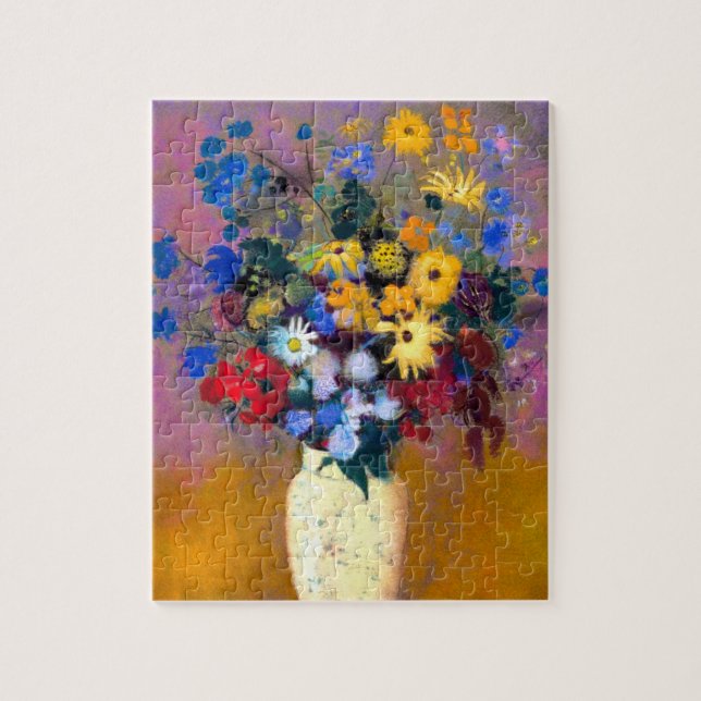 Weiße Vase mit Blume Odilon Redon Puzzle (Vertikal)