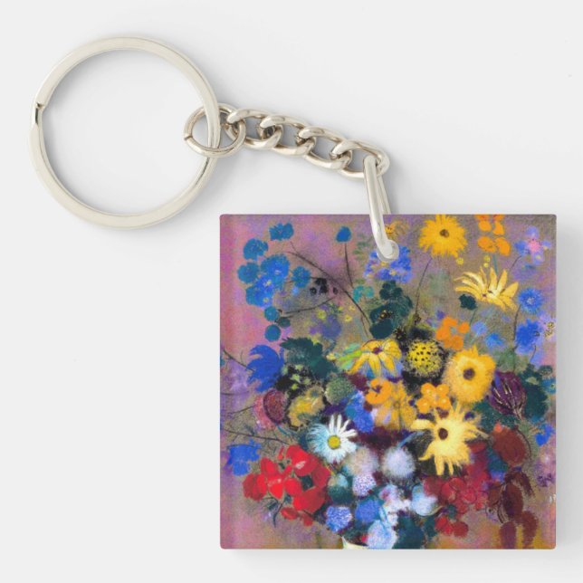 Weiße Vase mit Blume Odilon Redon Schlüsselanhänger (Vorderseite)