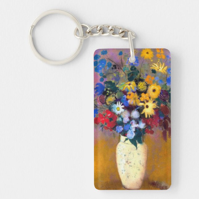 Weiße Vase mit Blume Odilon Redon Schlüsselanhänger (Vorderseite)