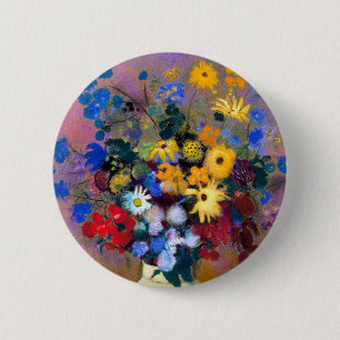 Weiße Vase mit Blumen Odilon Redon Button