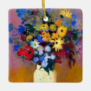 Weiße Vase mit Blumen Odilon Redon Keramikornament
