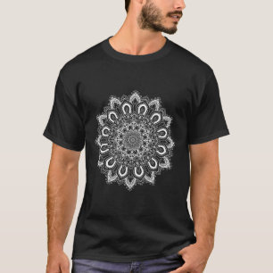 Weiße verzierte Lotusblumen-Yoga-Mandala _1 T-Shirt