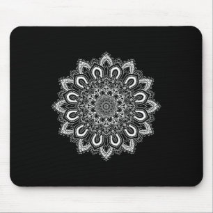 Weiße verzierte Lotusblumen-Yoga-Mandala Mousepad
