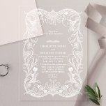 Weiße Verzierte Vintage Hochzeit Acryleinladungen<br><div class="desc">Beeindrucken Sie Ihre Gäste mit diesen verzierten, blühenden und blühenden Hochzeitsexitationen. Die Vintag-inspirierten Rahmen-Designs mit ihren feinen Blumendetails und dem klaren Acryl strahlen Eleganz und Eleganz aus. Ideal für feierliche oder Vintage Hochzeiten, verbinden zeitlose Schönheit mit modernem Acryl. Personalisieren Sie Ihre Hochzeitsdetails, um einen unvergesslichen Sake für Ihren besonderen Tag...</div>