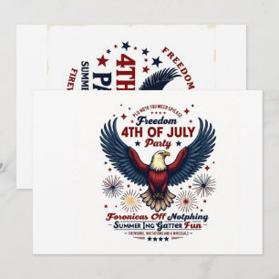 Weiße Vintage 4. Juli Einladung - Retro-Adler