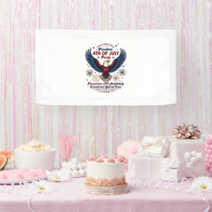 Weiße Vintage-4.-Juli-Flagge – Retro-Adler Banner