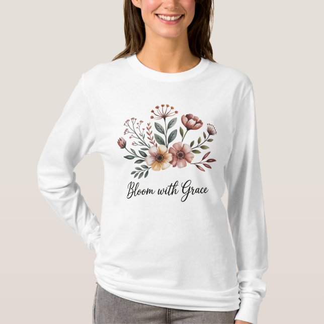 Weiße Vintage Blume T-Shirt (Vorderseite)