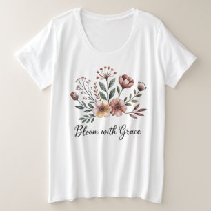 Weiße Vintage Blume Wildblume Garden Große Größe T-Shirt