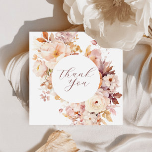 Weiße Vintage Blumen Herbst Babyparty Dankeskarte