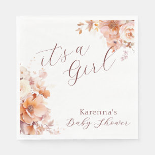 Weiße Vintage Blütenfallen Es ist eine Girl Baby D Serviette