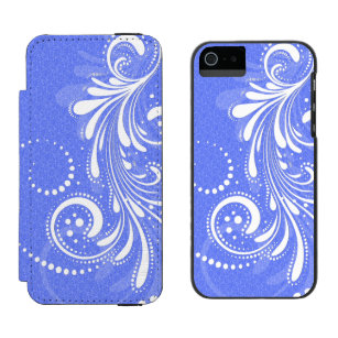 Weiße Vintage Blütenwirbel Blau Damaskus Incipio Watson™ iPhone 5 Geldbörsen Hülle