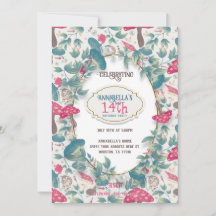 Weiße Vintage Cottagecore Pilz-Geburtstag