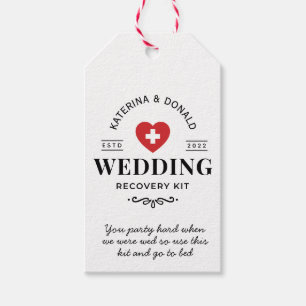 Weiße Vintage-Hochzeit-Erholungskit-Etikette Geschenkanhänger