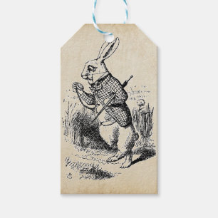 Weiße Vintage-Illustration des Kaninchens Geschenkanhänger