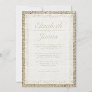 Weiße Vintage-Jute-Hochzeitseinladungen Einladung