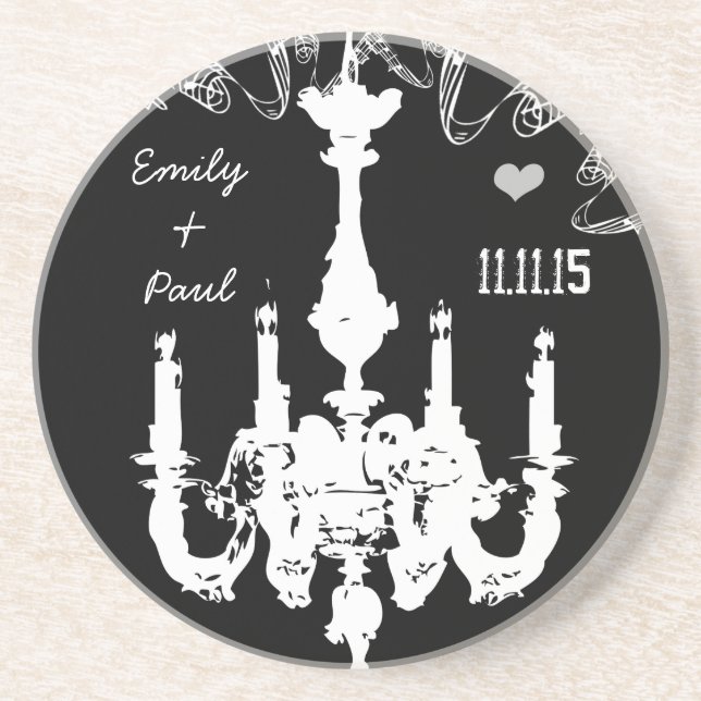 Weiße Vintage Kronleuchter wählen Hintergrundfarbe Getränkeuntersetzer (Vorne)